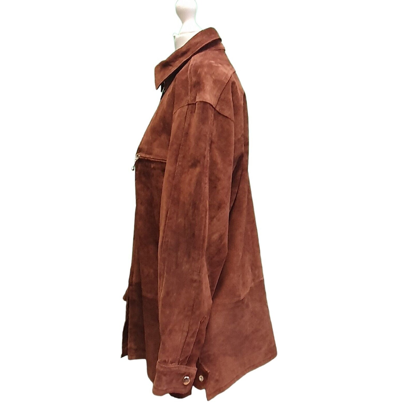 Vintage Newport Casuals Brown Zipped Suede Leather Jacket Women's UK L 12 H210