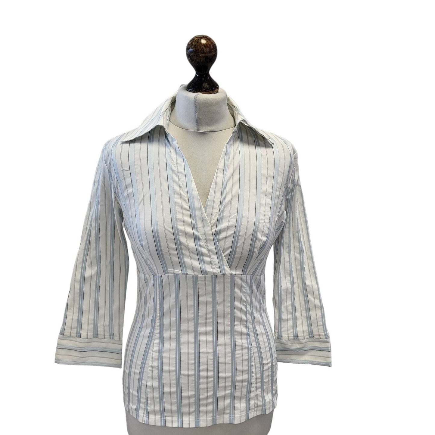Next White Blue Striped Shirt Uk Women's 8 Bnwt G615