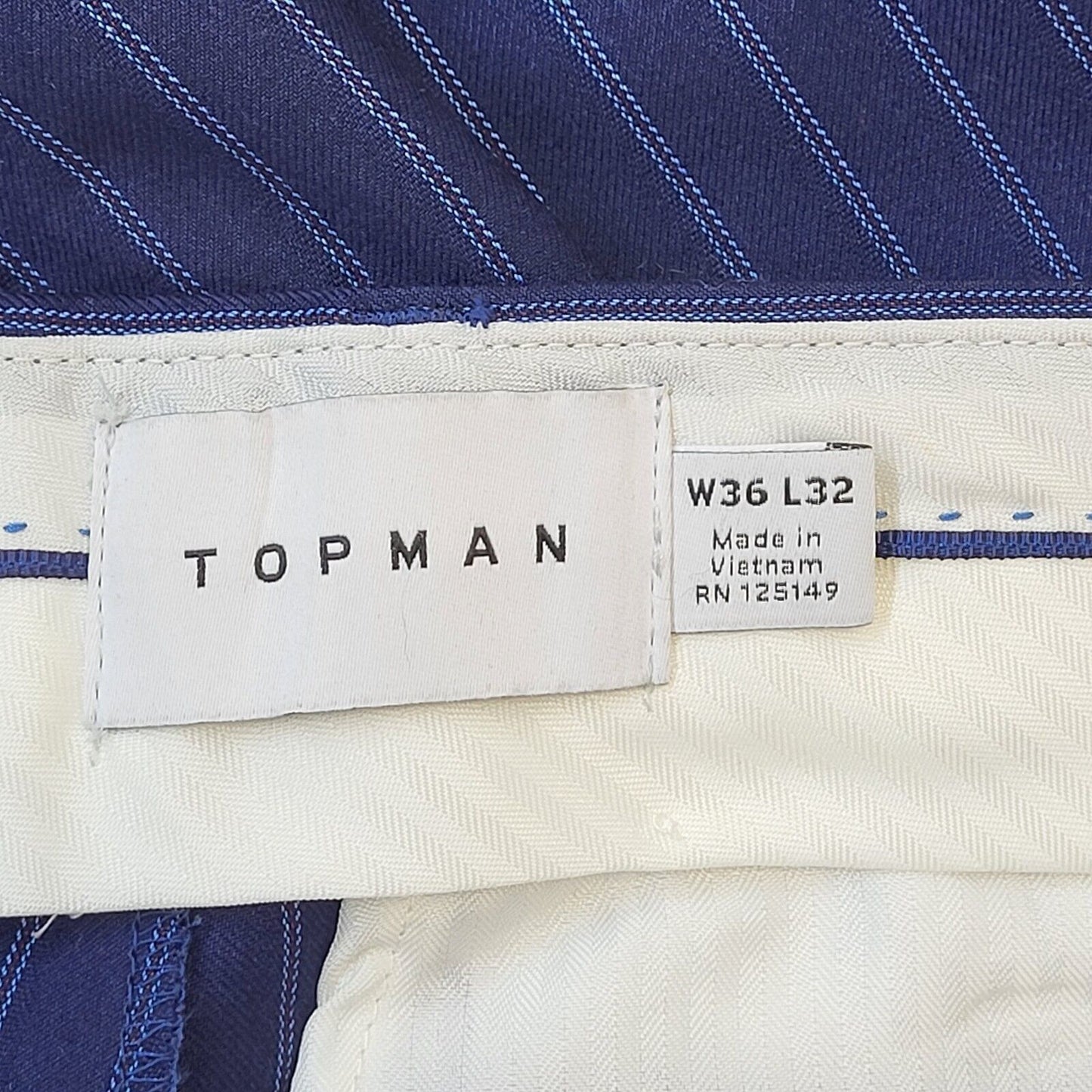 Topman Blue Striped Skinny Suit Jacket & Trousers Uk Men's L 42" W36 L32 G274