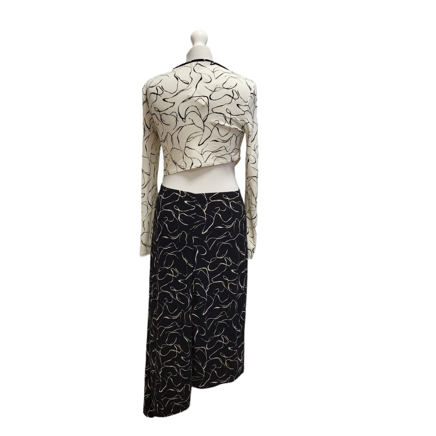 Topshop White Black Long Sleeve Evening Dress UK Women's 12 Bnwt BB356