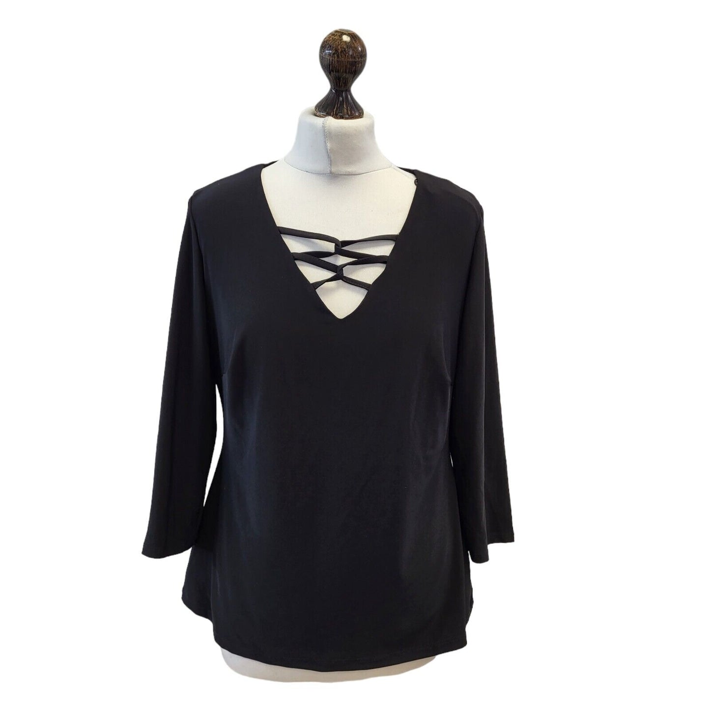 Bavissimo Maddie Black V-Neck Curvy Jumper Uk Women's 14 Eu 42 Bnwt G234