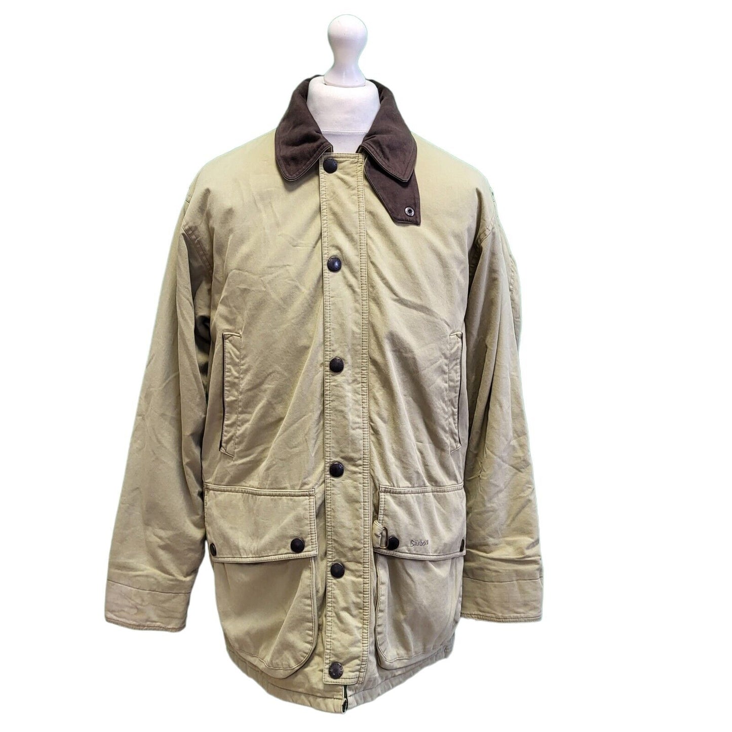 Barbour Fountaine Beige Zip Snap Fasten Collared Jacket Men's uk S H71