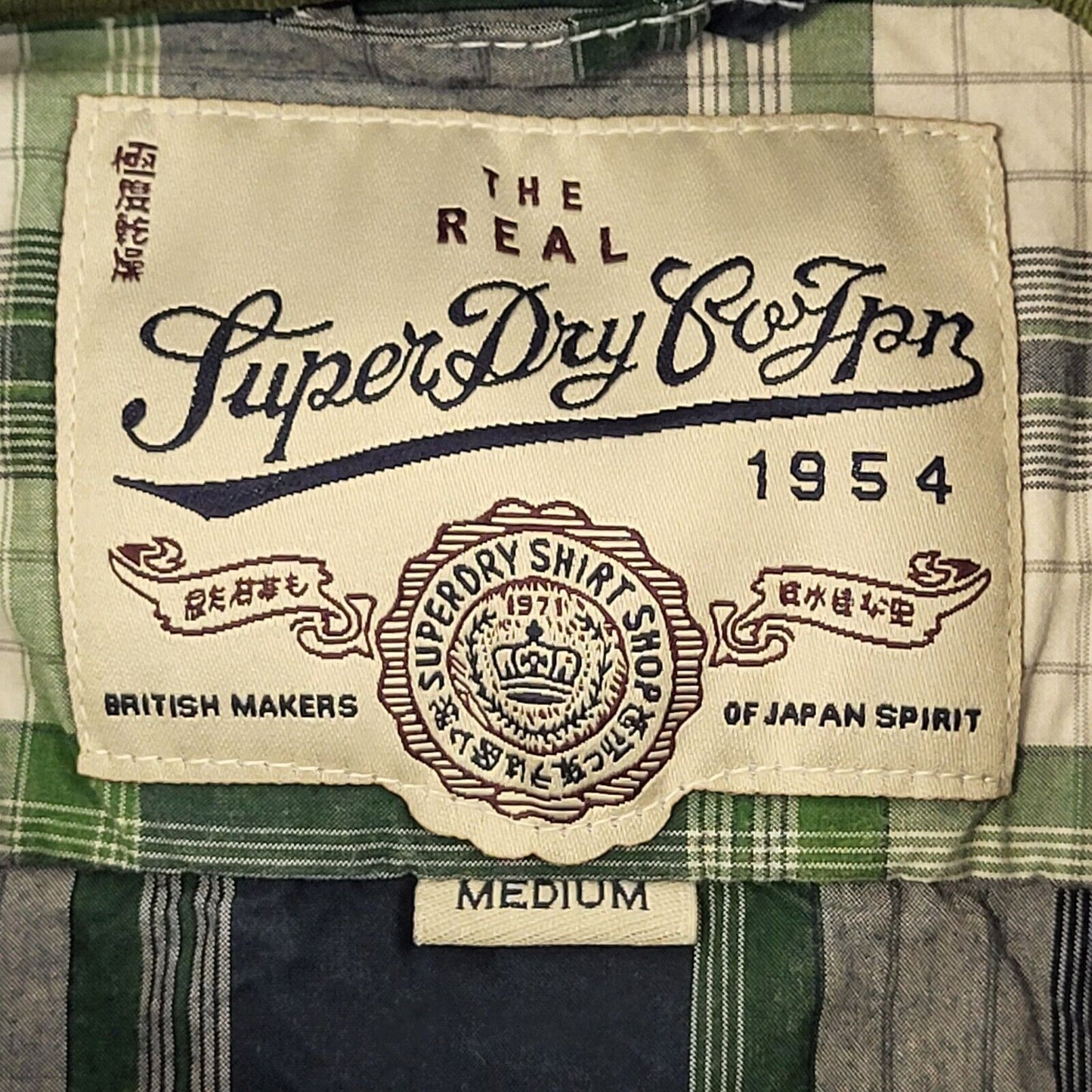Superdry Green Blue Check Long Sleeve Shirt Uk Men's M Eu 50 G294