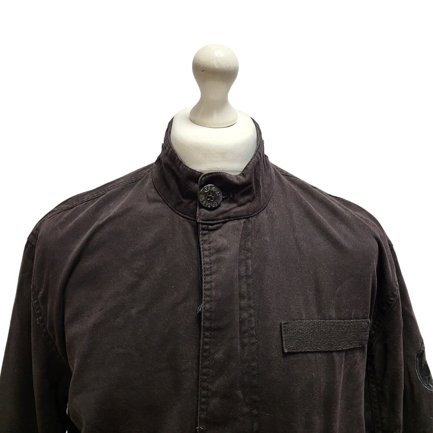 Pretty Green Black Zip & Snap Cotton Jacket Uk Men's Medium BB329