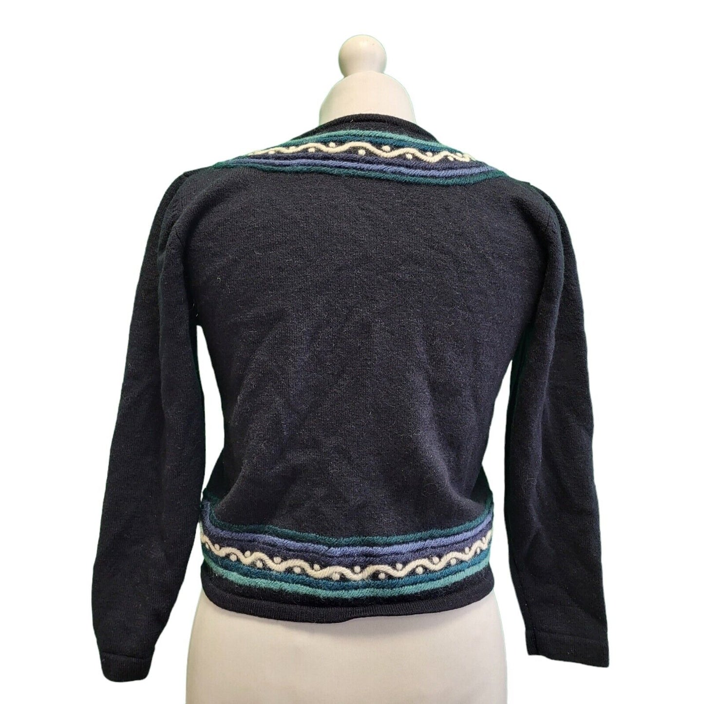 Country Casuals Blue Knit Button Front Wool Cardigan Women's UK Small H177
