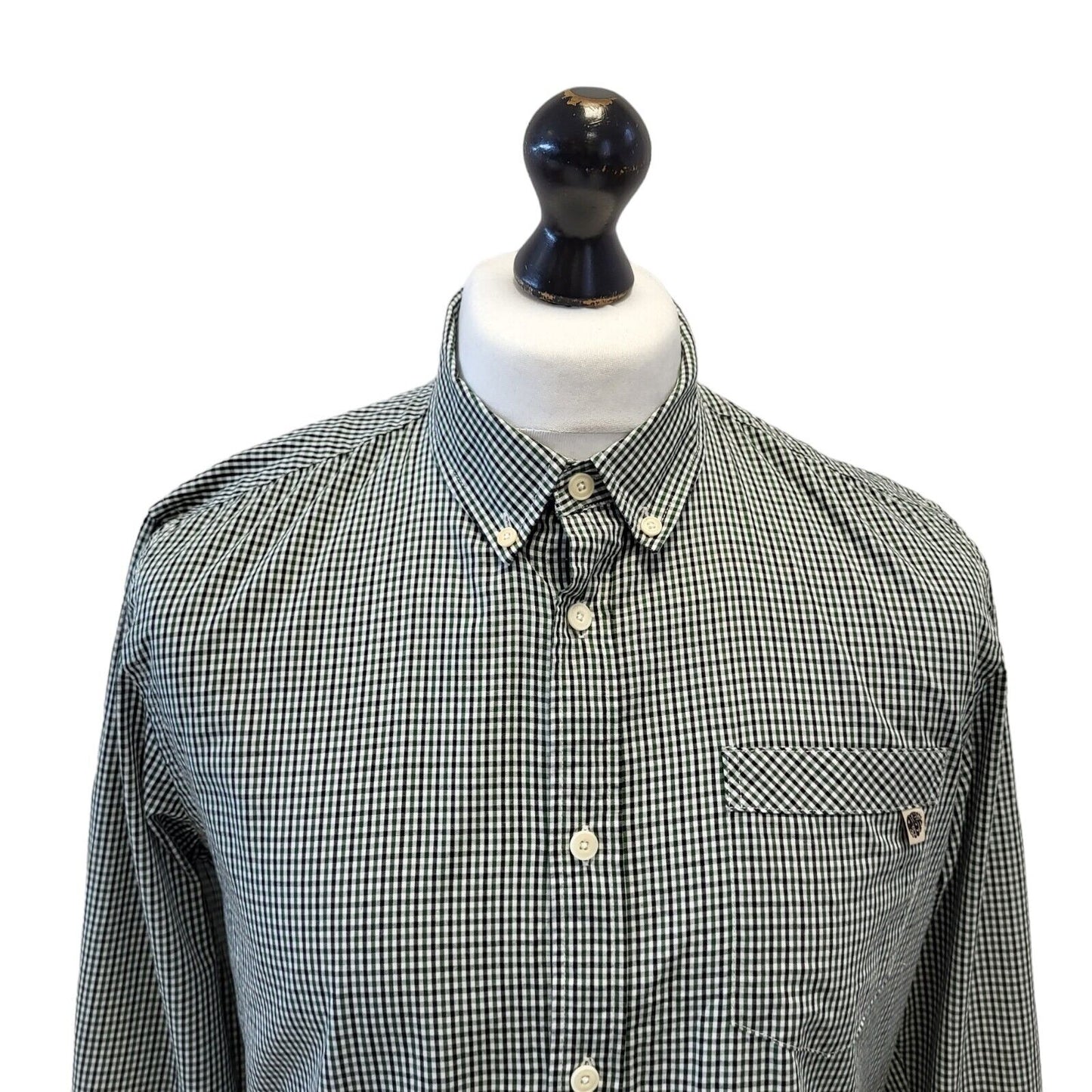 Pretty Green Black Green Check Long Sleeve Slim Fit Shirt Uk Men's Medium G585
