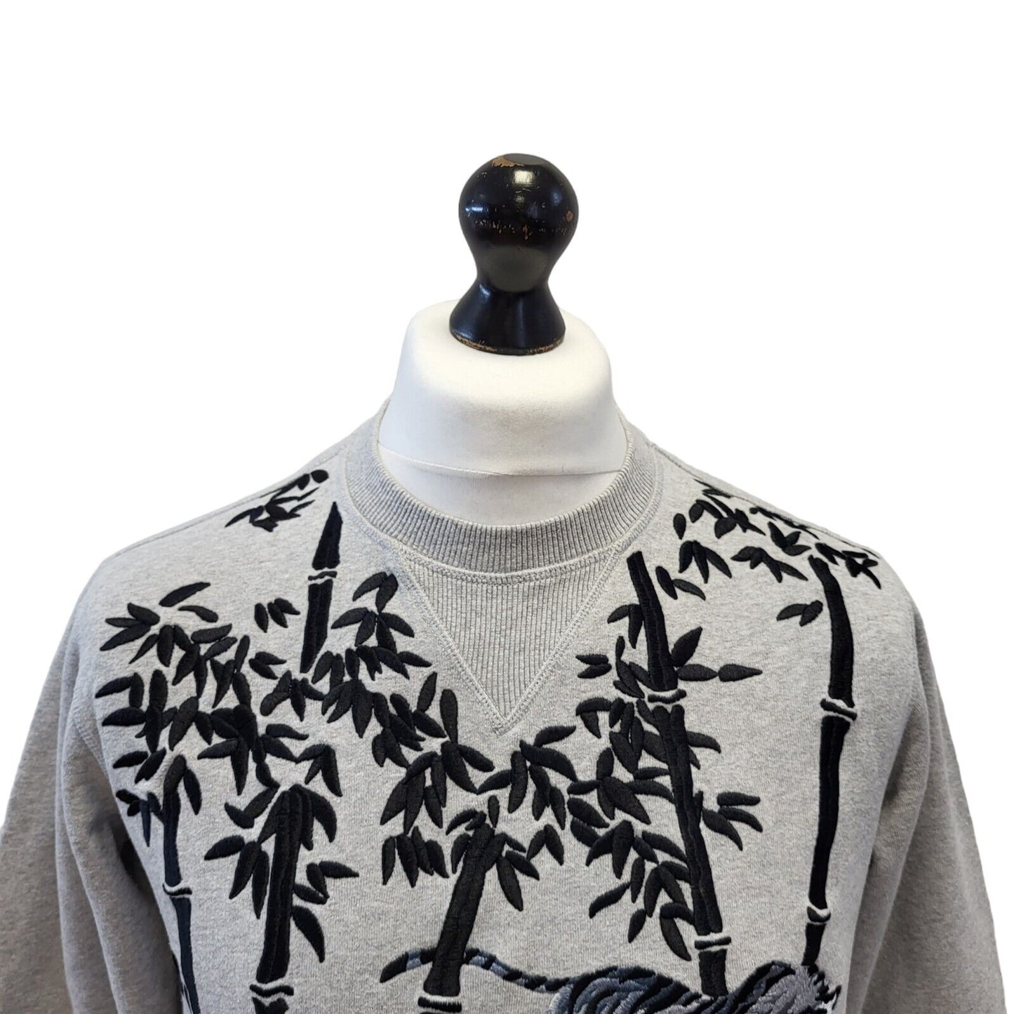 Kenzo Y2K Sweatshirt Crew Neck Tiger Print Grey Mens UK S EU 48 G143