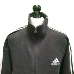 Adidas Black White Trim Zipped Fleece Sports Jacket Men's UK 2xL H921