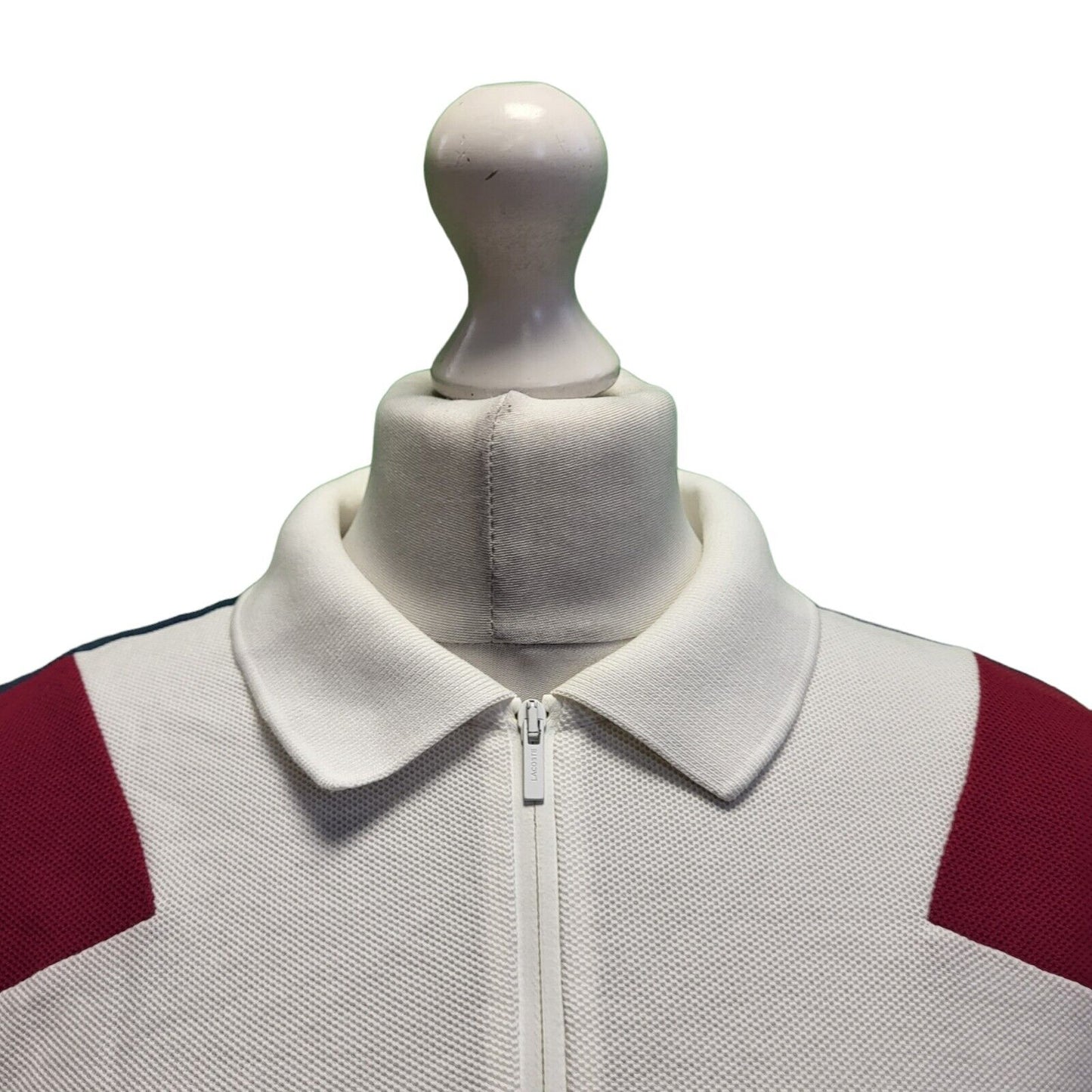 Lacoste White Maroon Short Sleeve Polo Shirt Women's UK L 12-14 H678