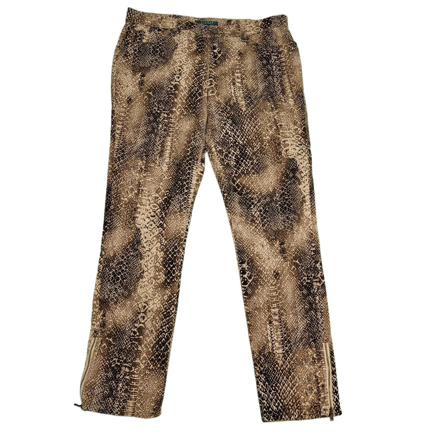 Lauren Ralph Lauren Beige Brown Cotton Dress Trousers Women'sUK 14 W32 L29 H660