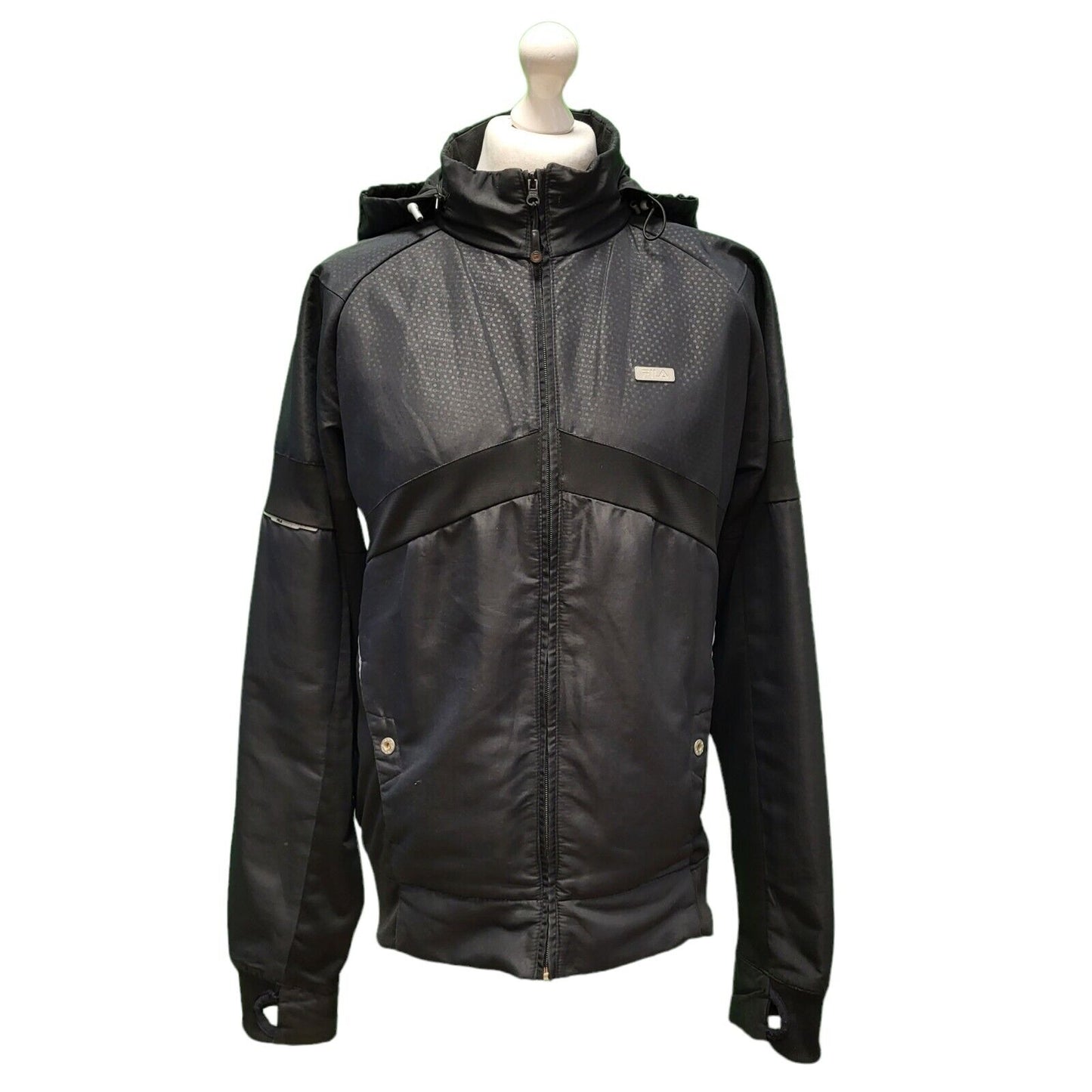 Fila Black Long Sleeve Sports Lightweight Hooded Jacket UK Men's Large H923