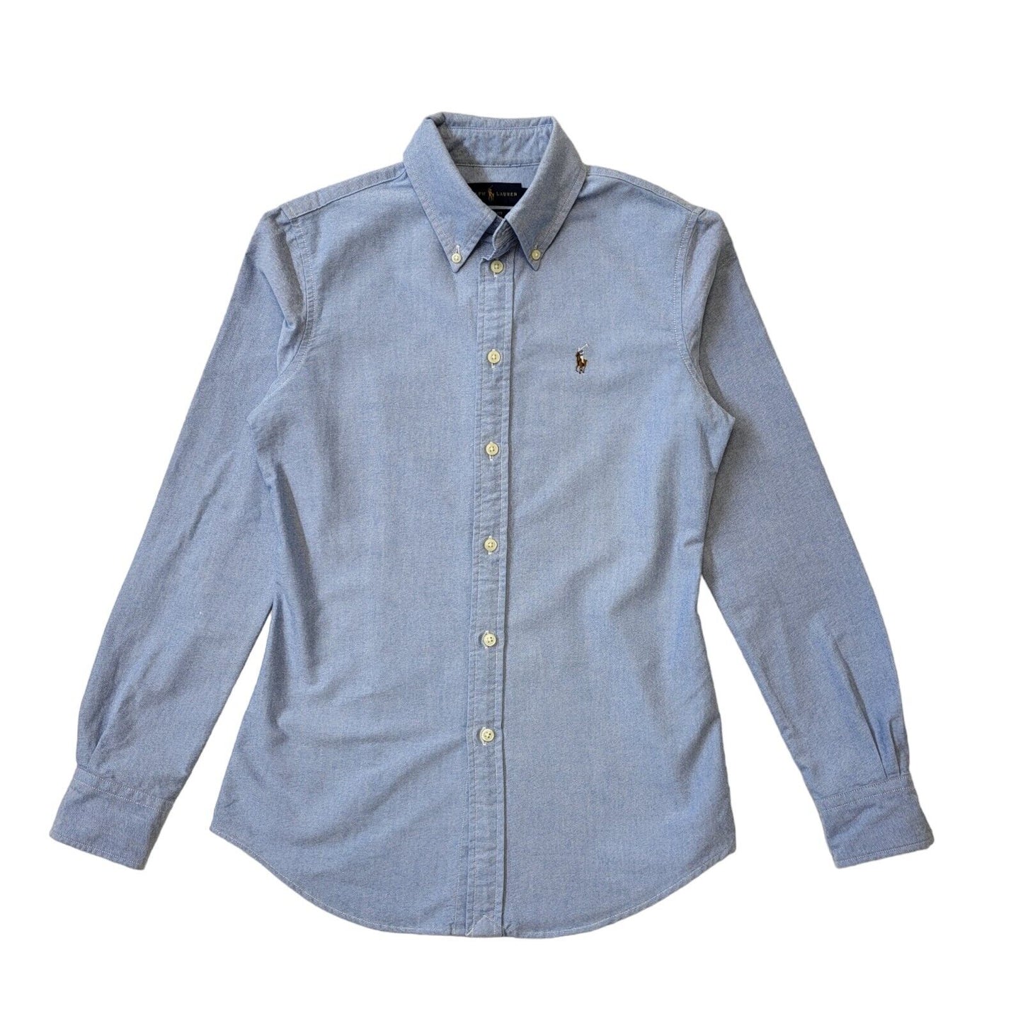 Polo Ralph Lauren Blue Solid Long Sleeve Shirt Uk Men's XS Eu 44 G287
