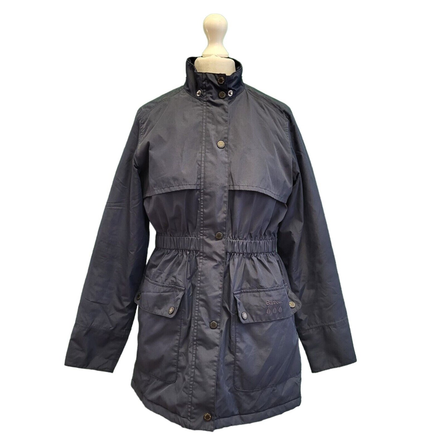 Barbour Waterproof Navy Blue Zip & Snap Jacket uk Age 13-15 Yrs xL G741