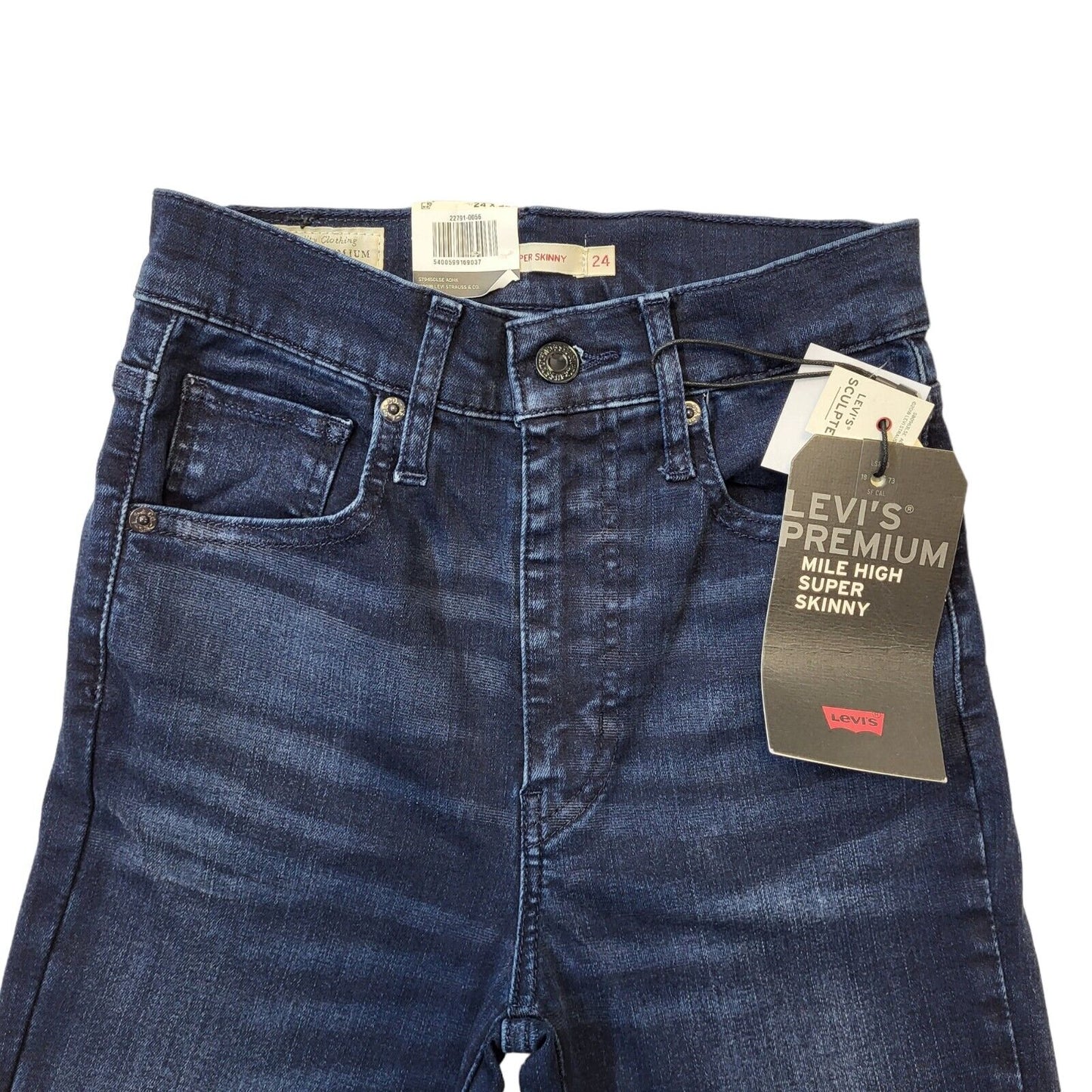 Levi's Dark Blue Mile High Skinny Denim Jeans UK Women's 6 W24 L32 Bnwt G213