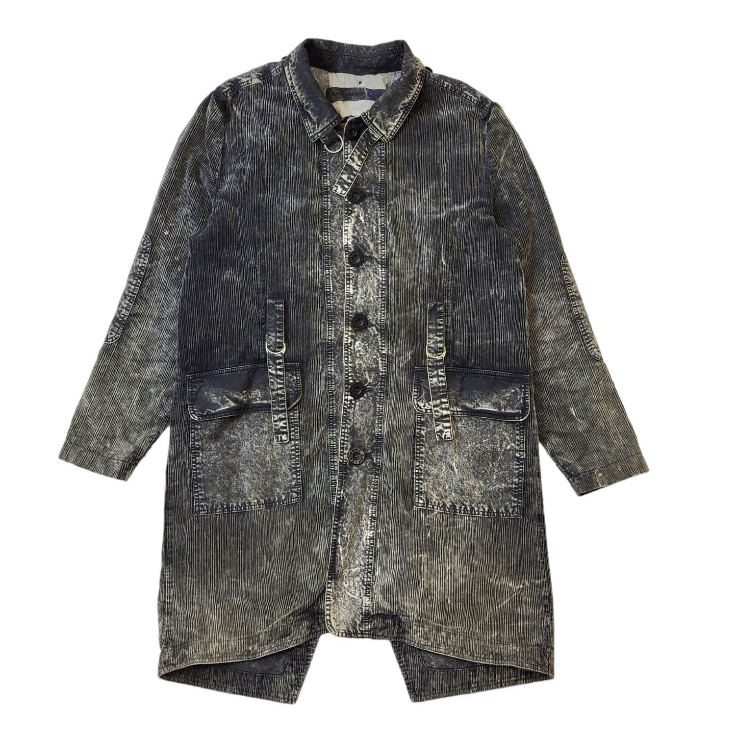 Fake London Corduroy Grey Black Collared Coat Mens M G161