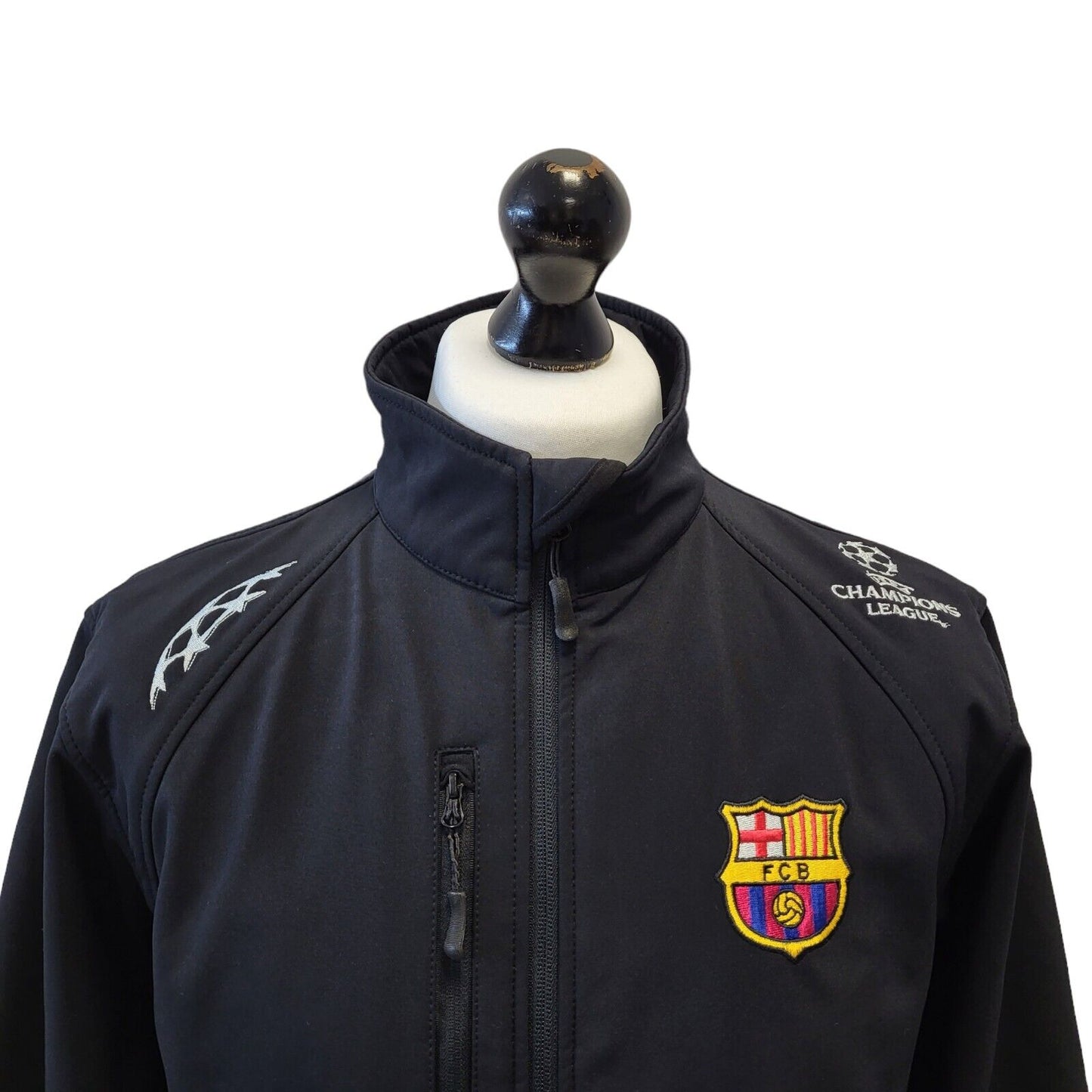 UEFA Barcelona Champions League Jacket Black Full Zip Uk Men's Size Medium G574