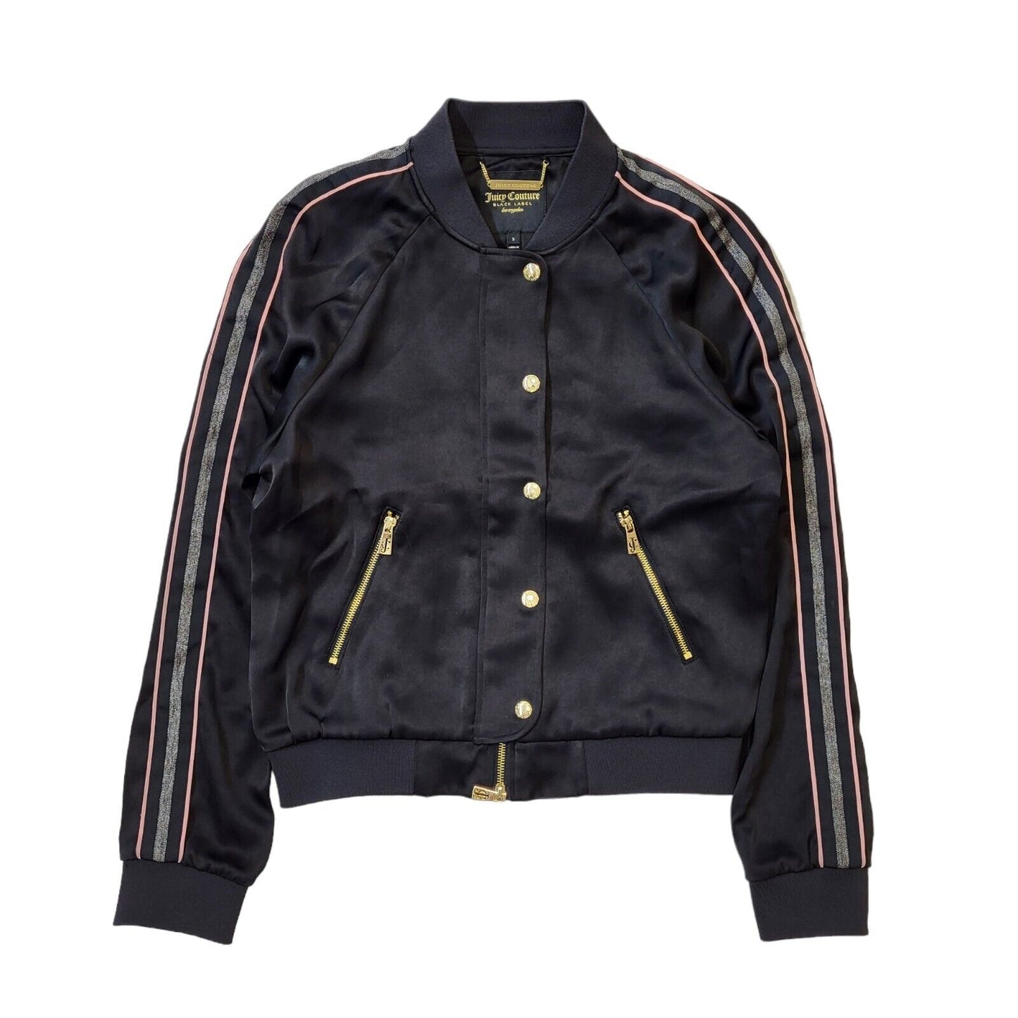 Juicy Couture Tracksuit Track Jacket Black Gold Full Zip Uk S EU 36 G162