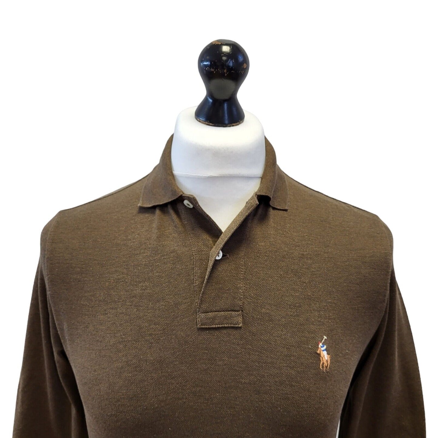 Polo Ralph Lauren Brown Long Sleeve Polo Top Mens Uk S EU 48 G345