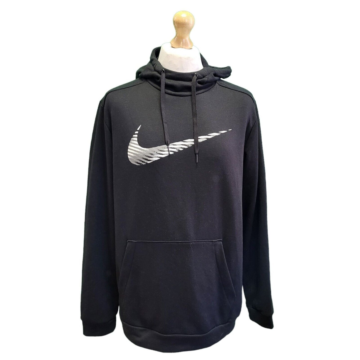 Nike Dri-Fit Black Drawstring Pouch Sweatshirt Hoodie Men's uk L eu 54 H24