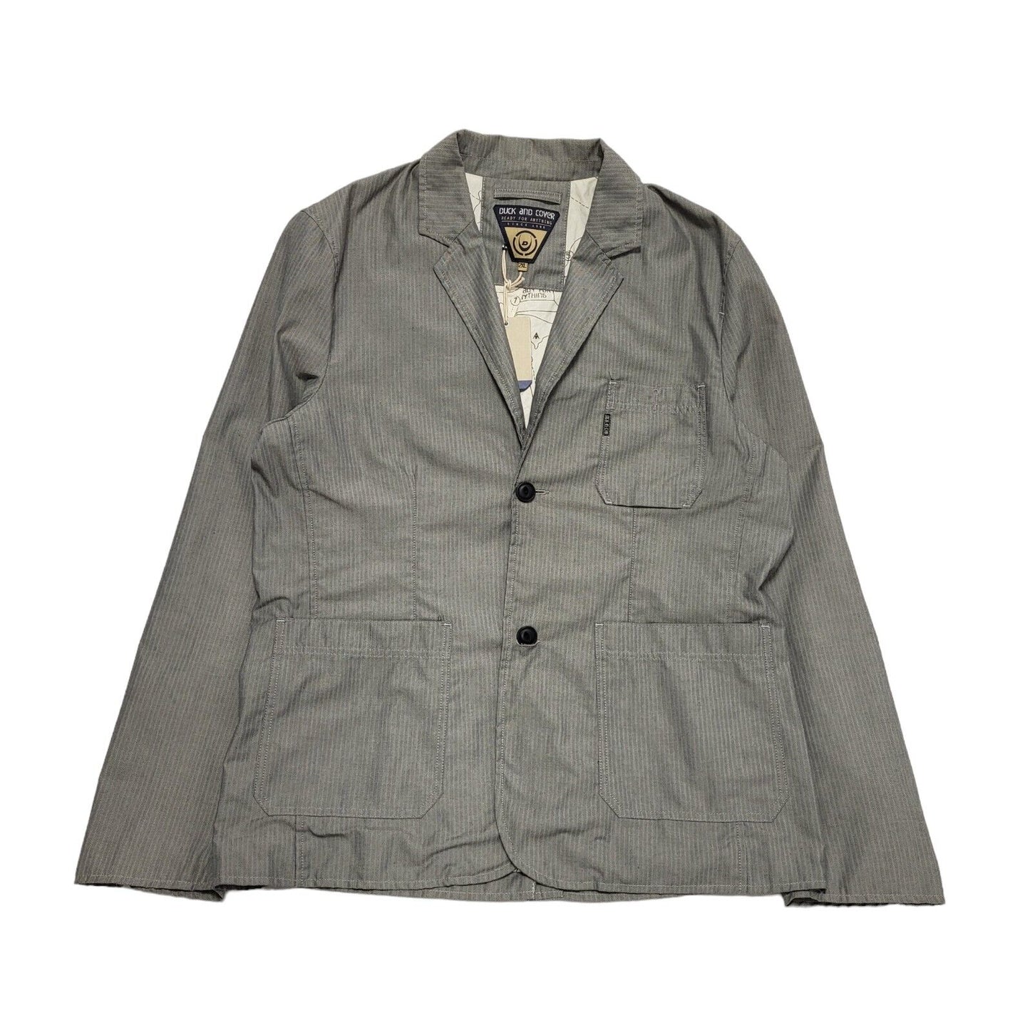 Duck & Cover Grey Cotton Suit Blazer Jacket Uk Men's 2XL 44" Bnwt BB307