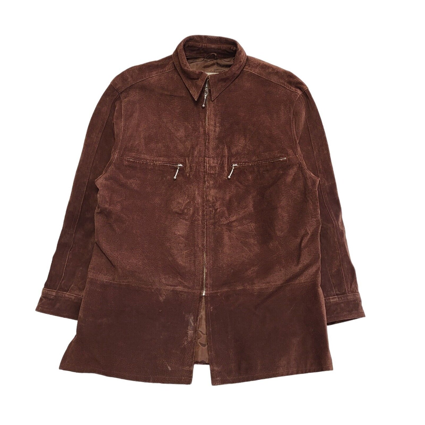 Vintage Newport Casuals Brown Zipped Suede Leather Jacket Women's UK L 12 H210