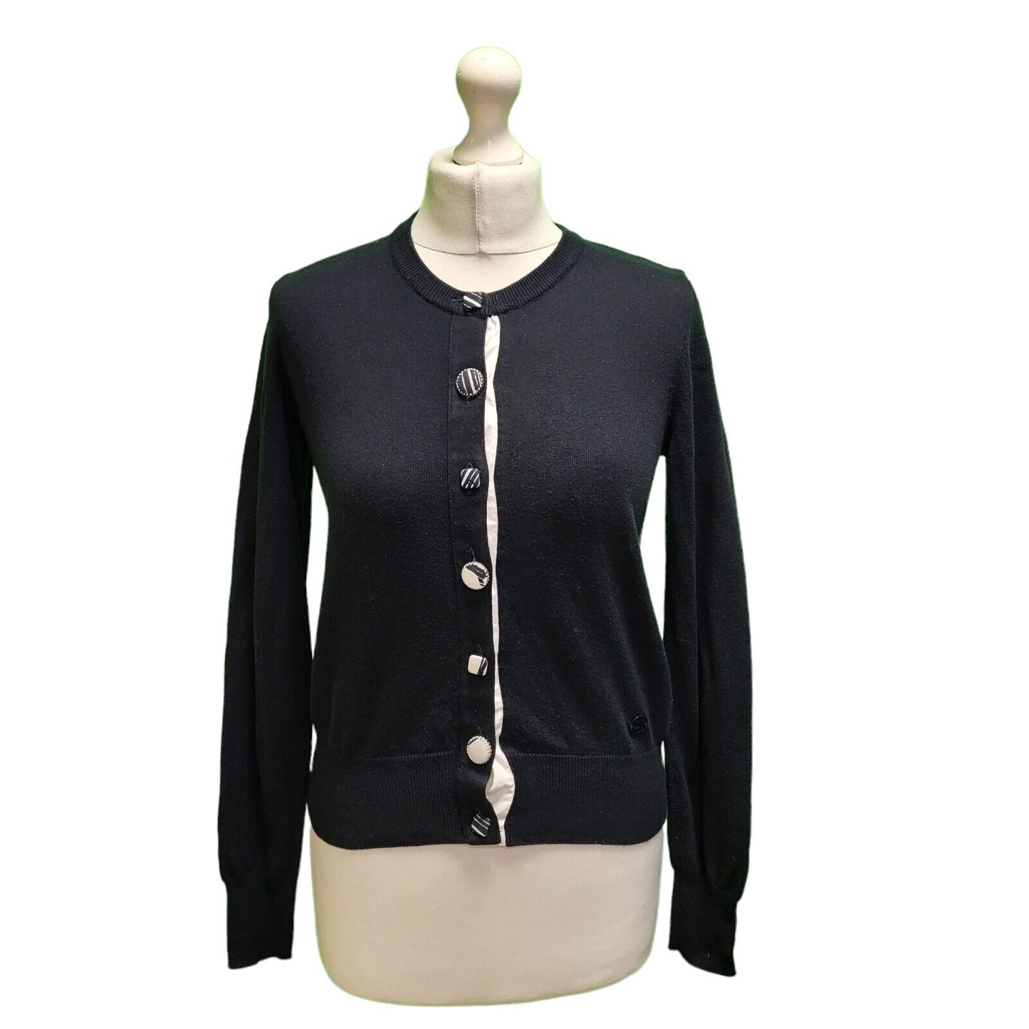 Armani Jeans Navy Blue Round Neck Button Cardigan Women's Uk S 8 H607