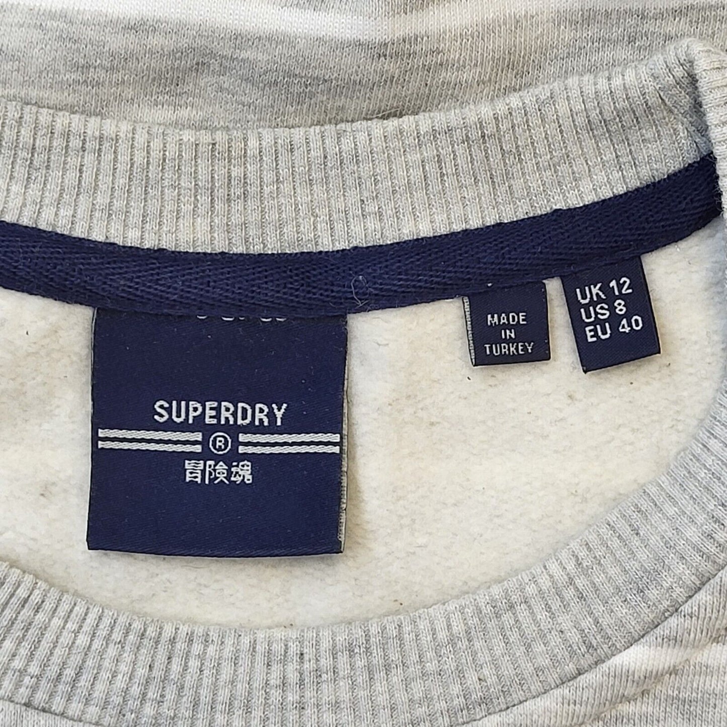 Superdry Grey Round Neck Sweatshirt Uk Women's 12 Eu 40 G240