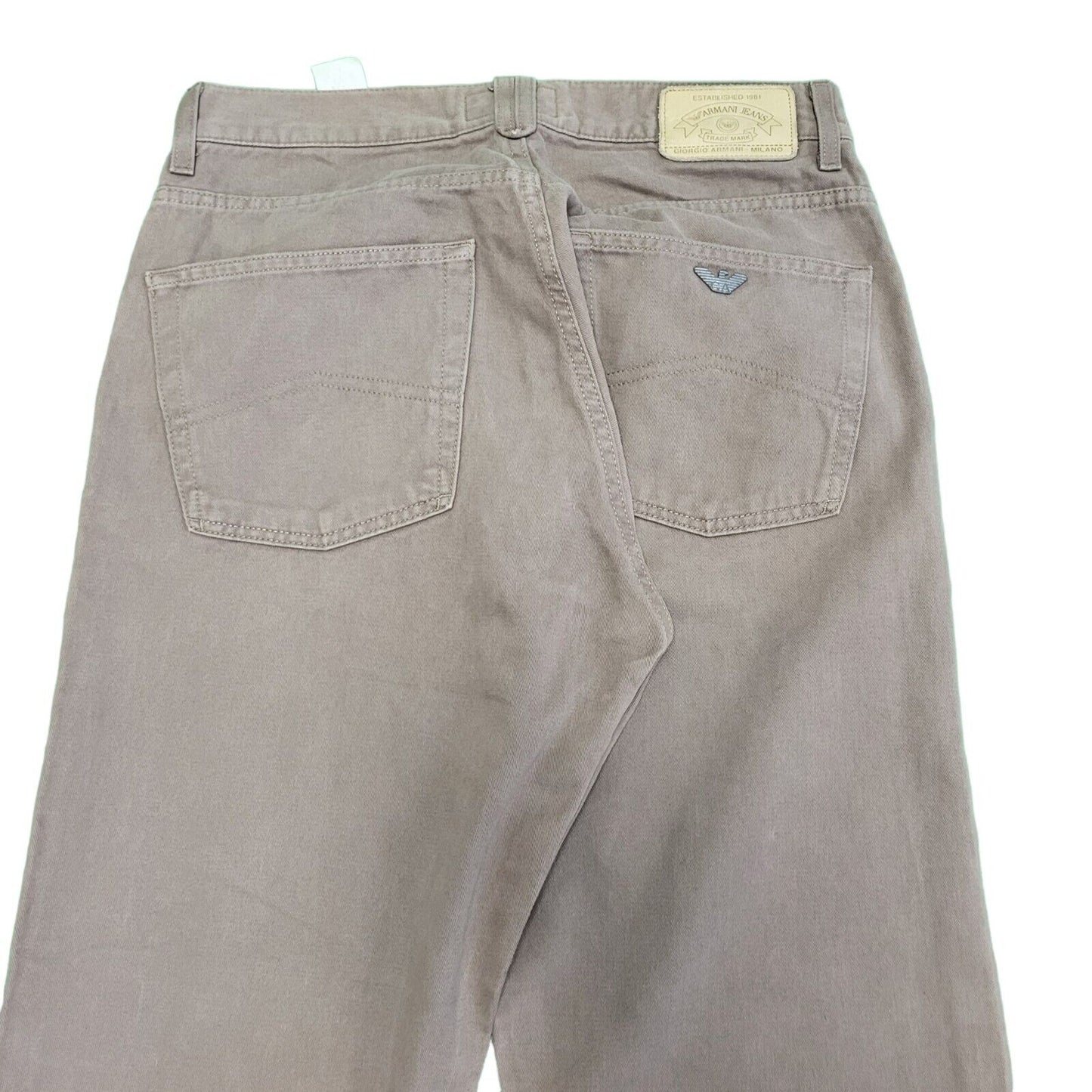 Armani Jeans Beige Straight Leg Cotton Button Fly Trousers Men's S W30 L34 H38
