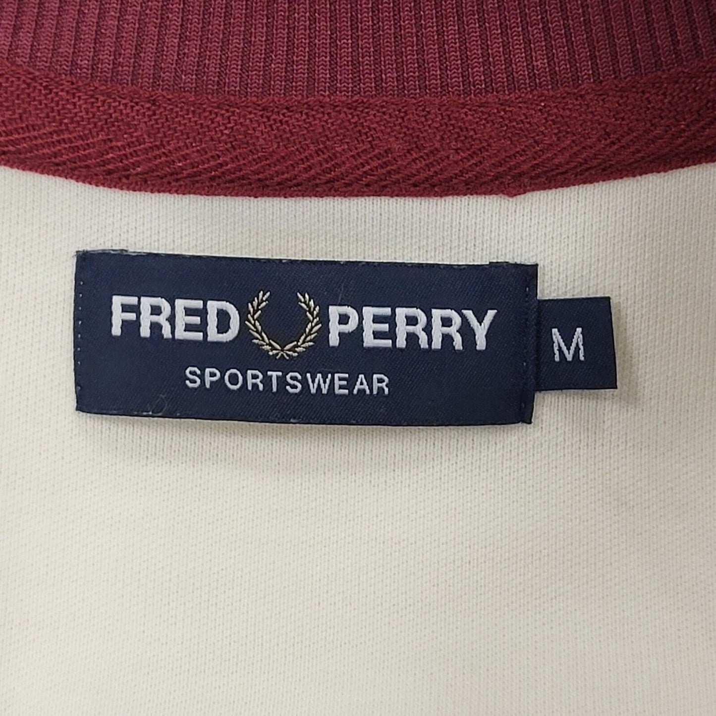 Fred Perry Red White Zip Sports Tracksuit Top Jacket Uk Men's M BB398
