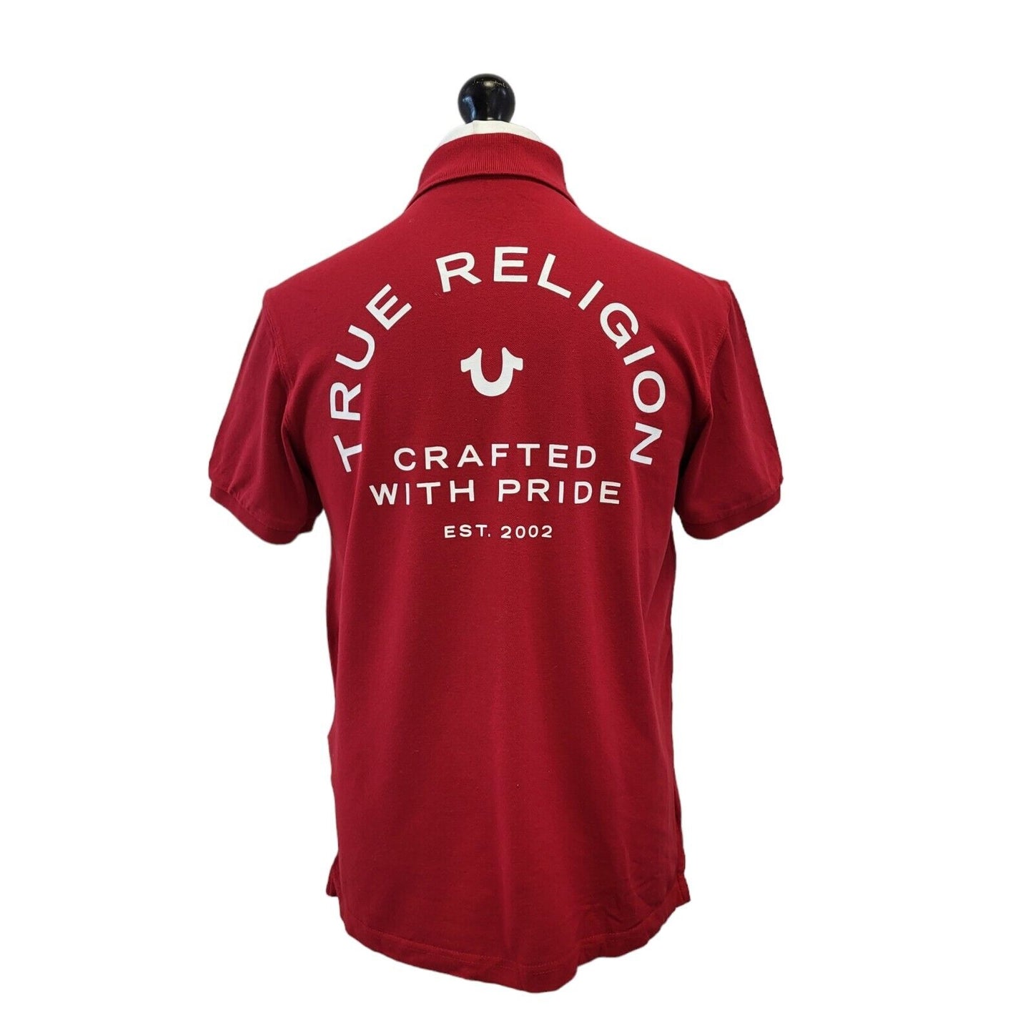 True Religion Red Short Sleeve Polo Shirt Mens Uk M EU 50 G339