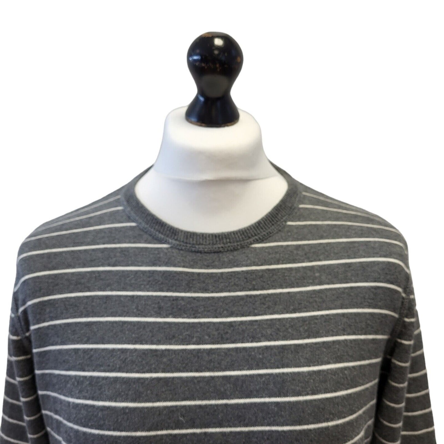 Tommy Hilfiger Jumper Crew Neck Grey White Striped Mens UK M EU 50 G373