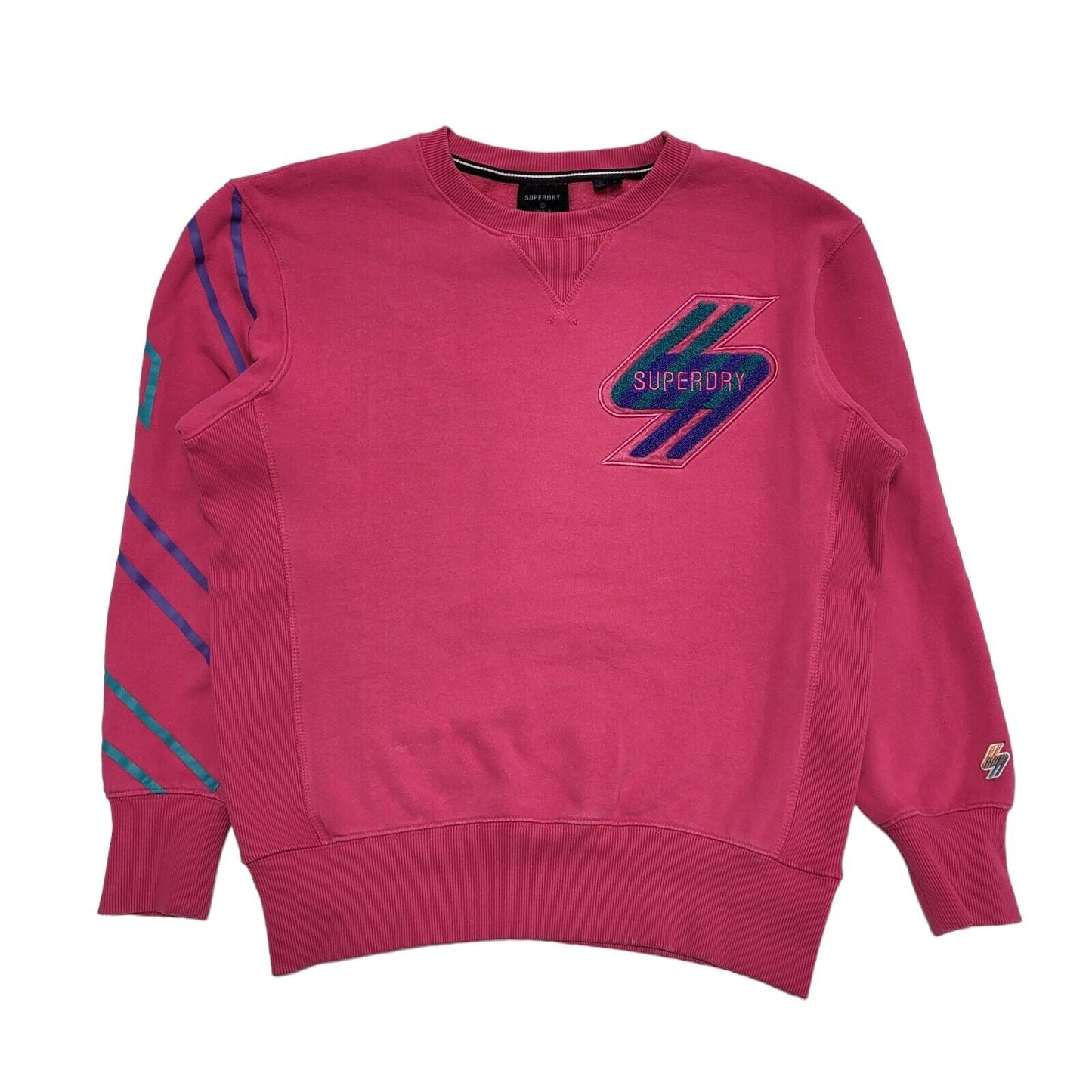 Superdry Sweatshirt Crew Neck Long Sleeve Pink Womens Size L G412