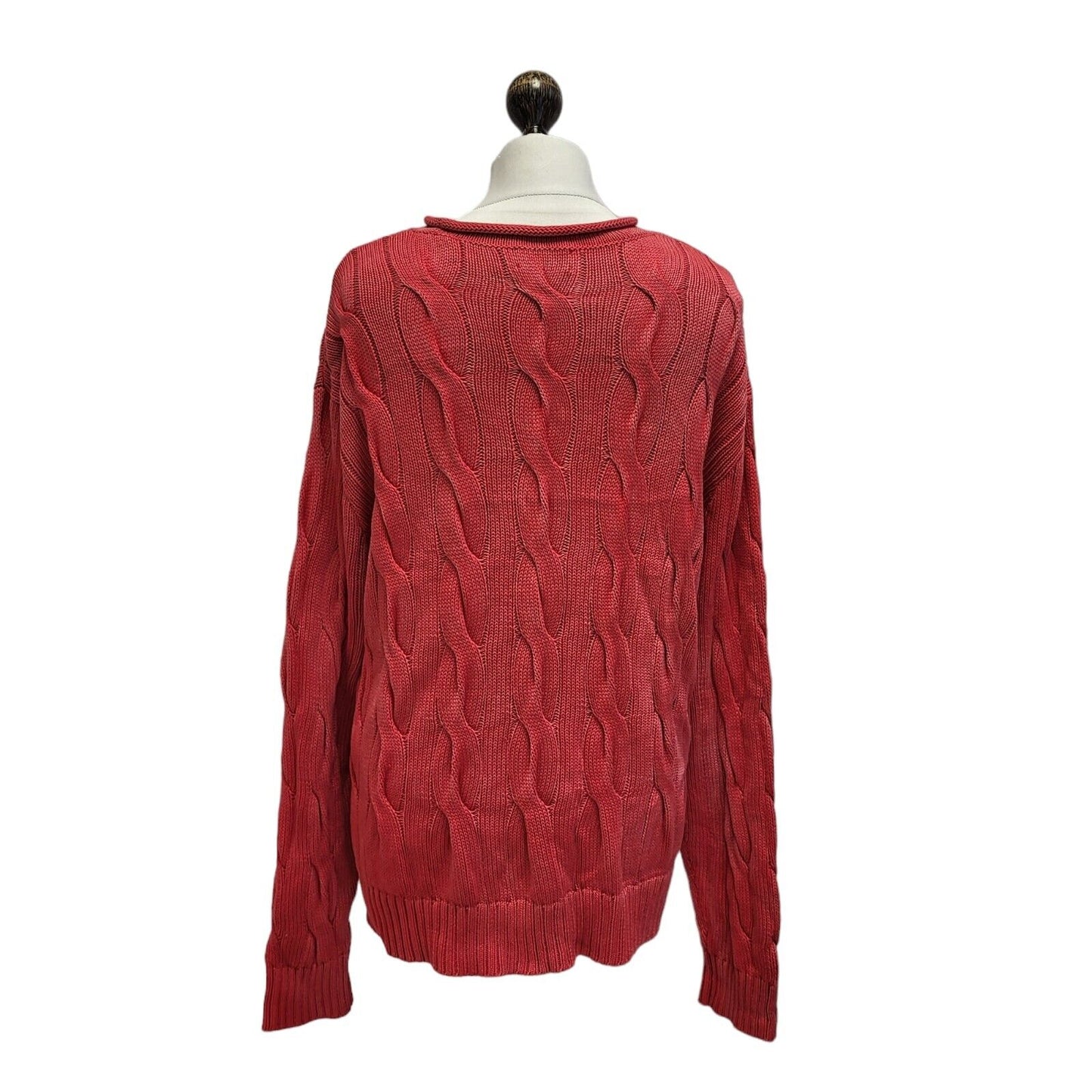 Polo Ralph Lauren Jumper Round Neck Cable Knit Pink Uk Women's Size XL G391