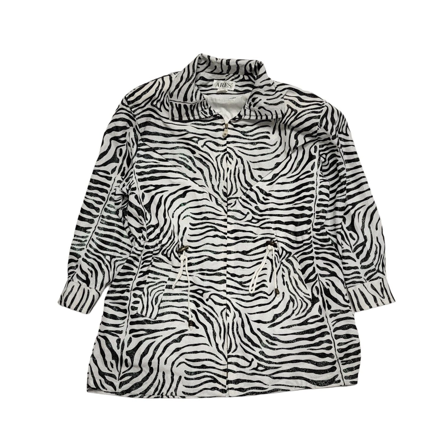 Ares White Black Zipped Collared Jacket UK Women's 16 H723