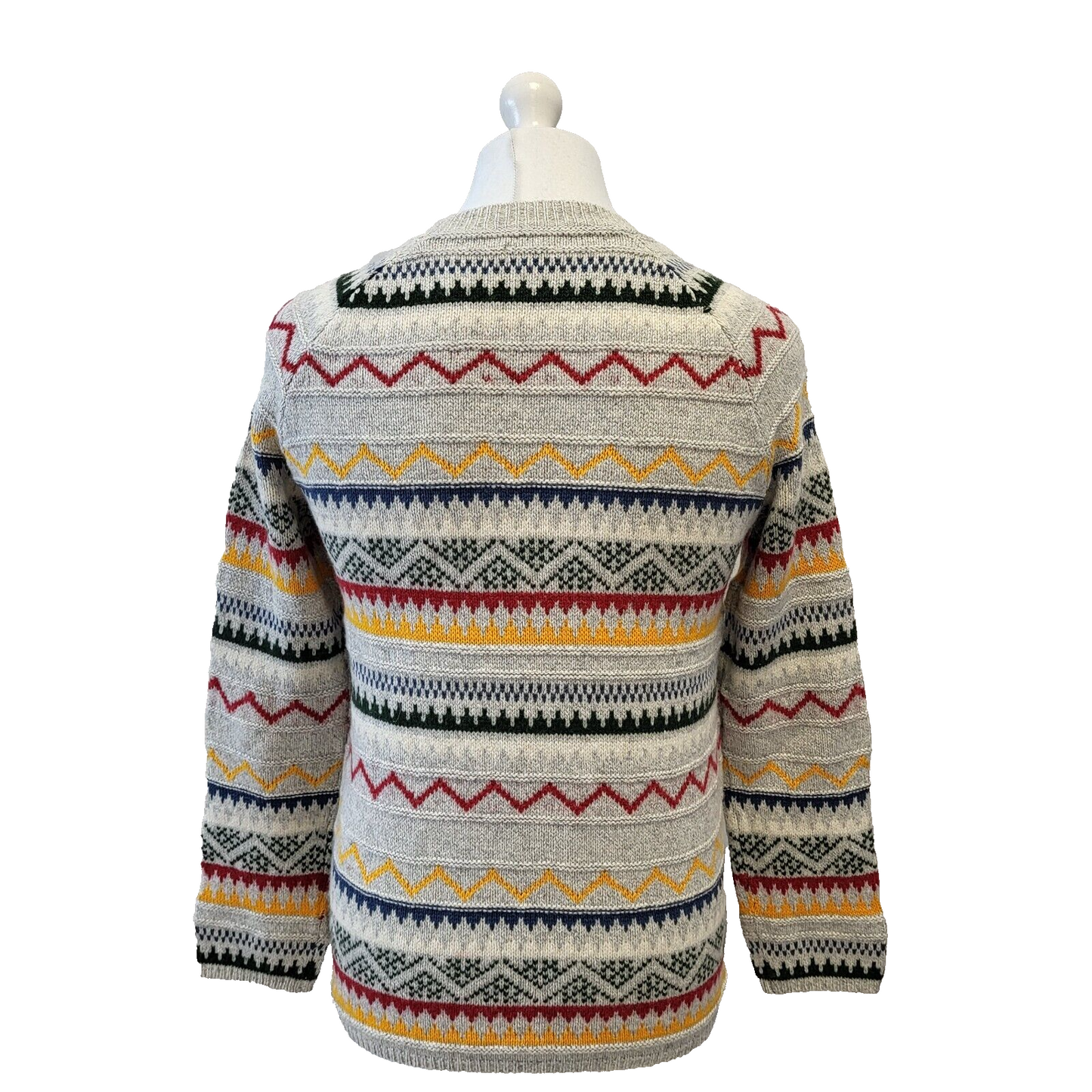 Roots Grey Geometric Round Neck Wool Blend Jumper Women's Uk S 8 H282