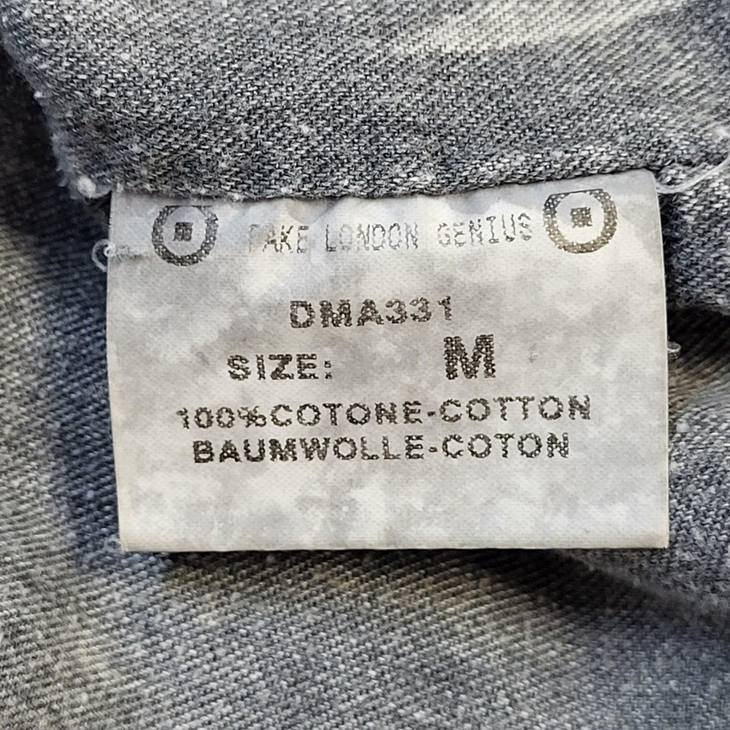 Fake London Corduroy Grey Black Collared Coat Mens M G161