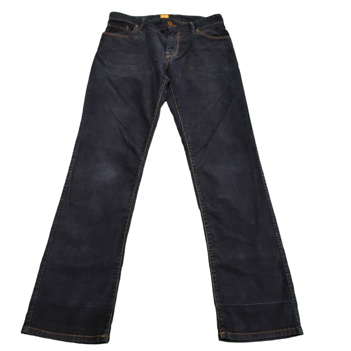Hugo Boss Blue Slim Straight Corduroy Zip Fly Trousers Men's uk S W31 L32 G840
