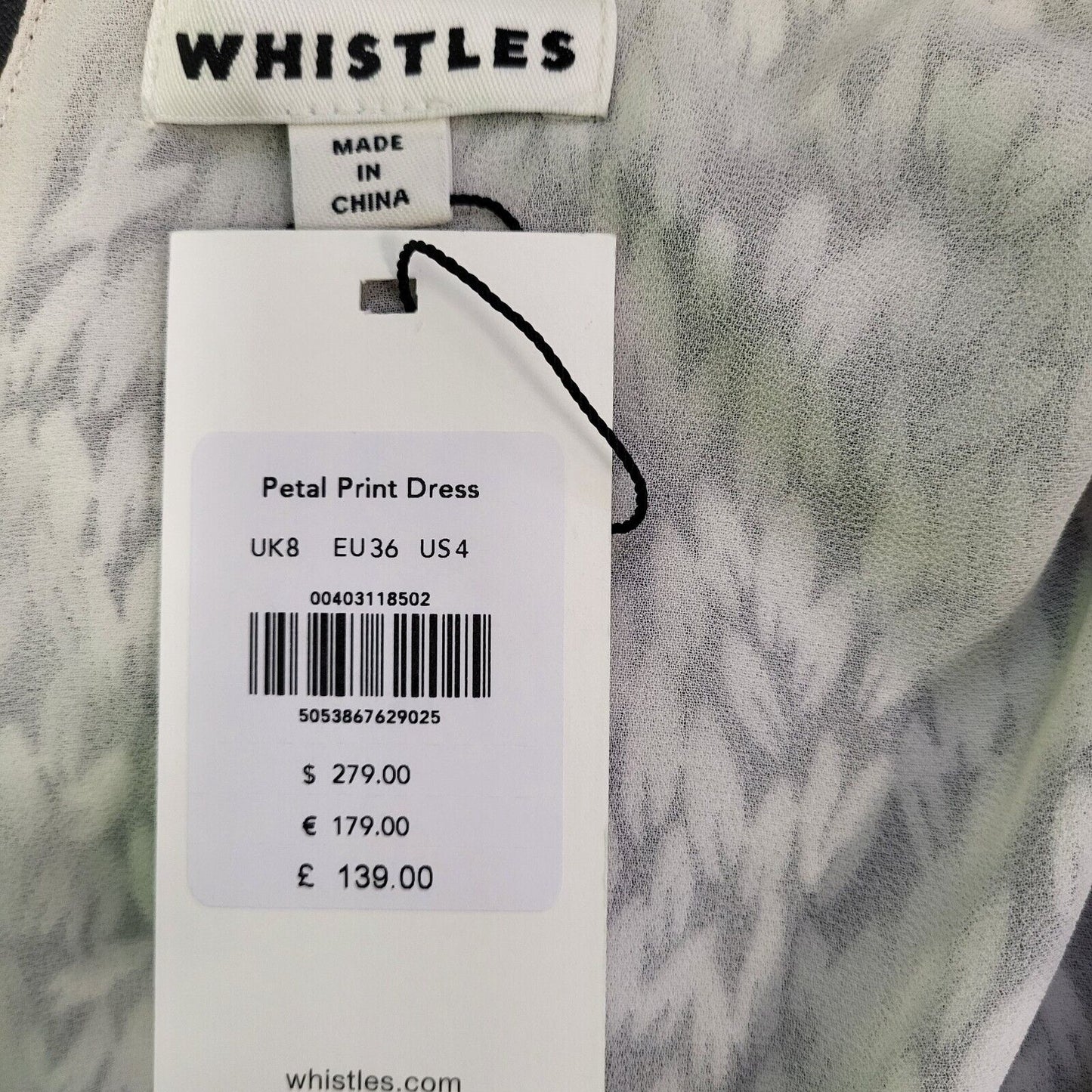 Whistles White Black Petal Print Summer Shift Dress Uk Women's S 8 H750 BNWT