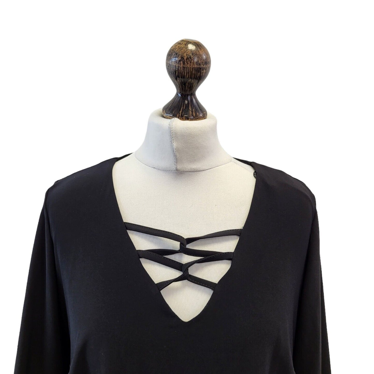 Bavissimo Maddie Black V-Neck Curvy Jumper Uk Women's 14 Eu 42 Bnwt G234