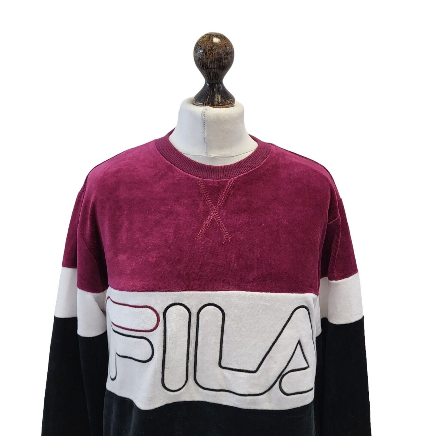 Fila Black Pink White Retro Spell Out Sweatshirt Women's Uk S / 10 H89