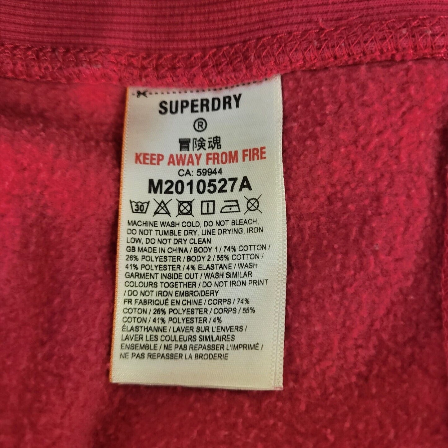 Superdry Sweatshirt Crew Neck Long Sleeve Pink Womens Size L G412
