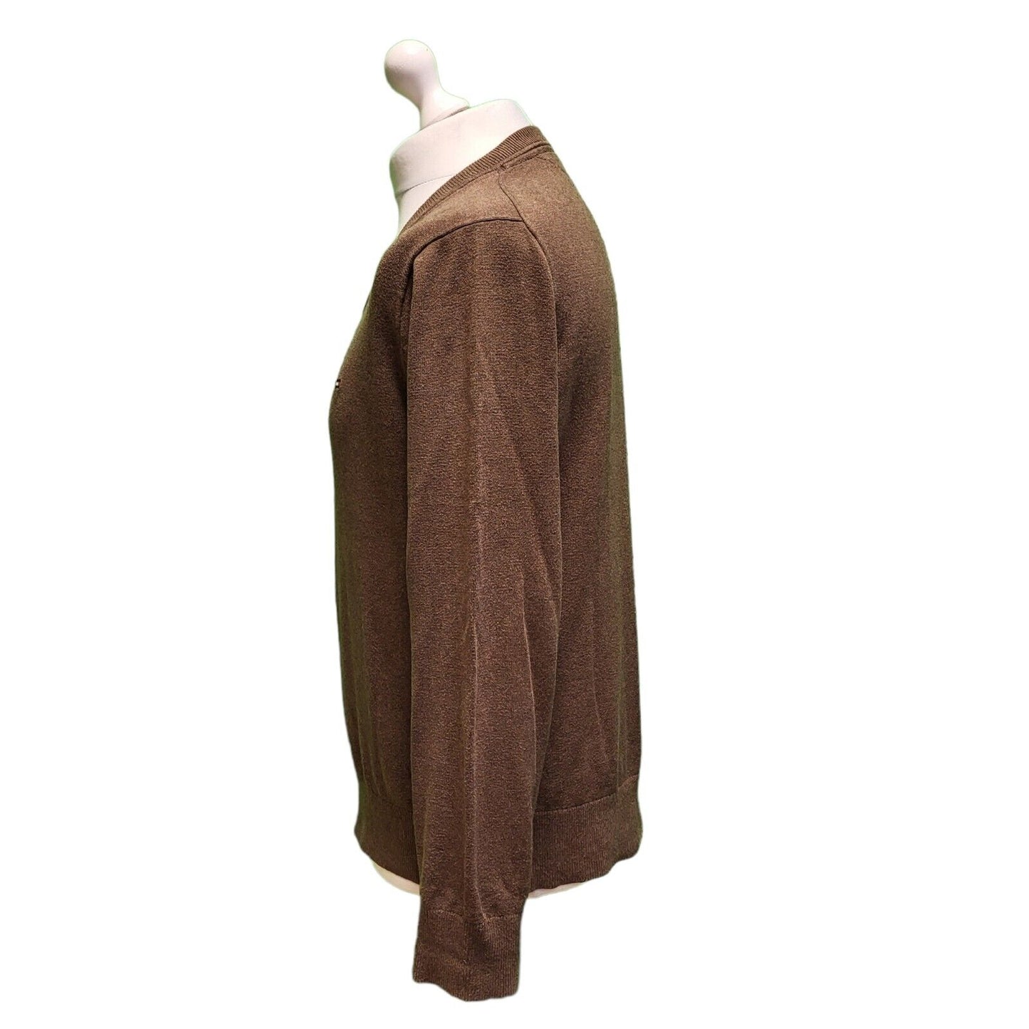 Tommy Hilfiger Brown Pima Cotton Thin Knit L/Sleeve Jumper uk Men's Medium H747