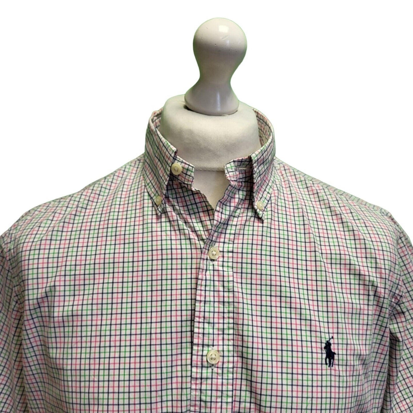 Ralph Lauren White Pink Blue Check S/Sleeve Shirt Men's UK M eu 50 H377