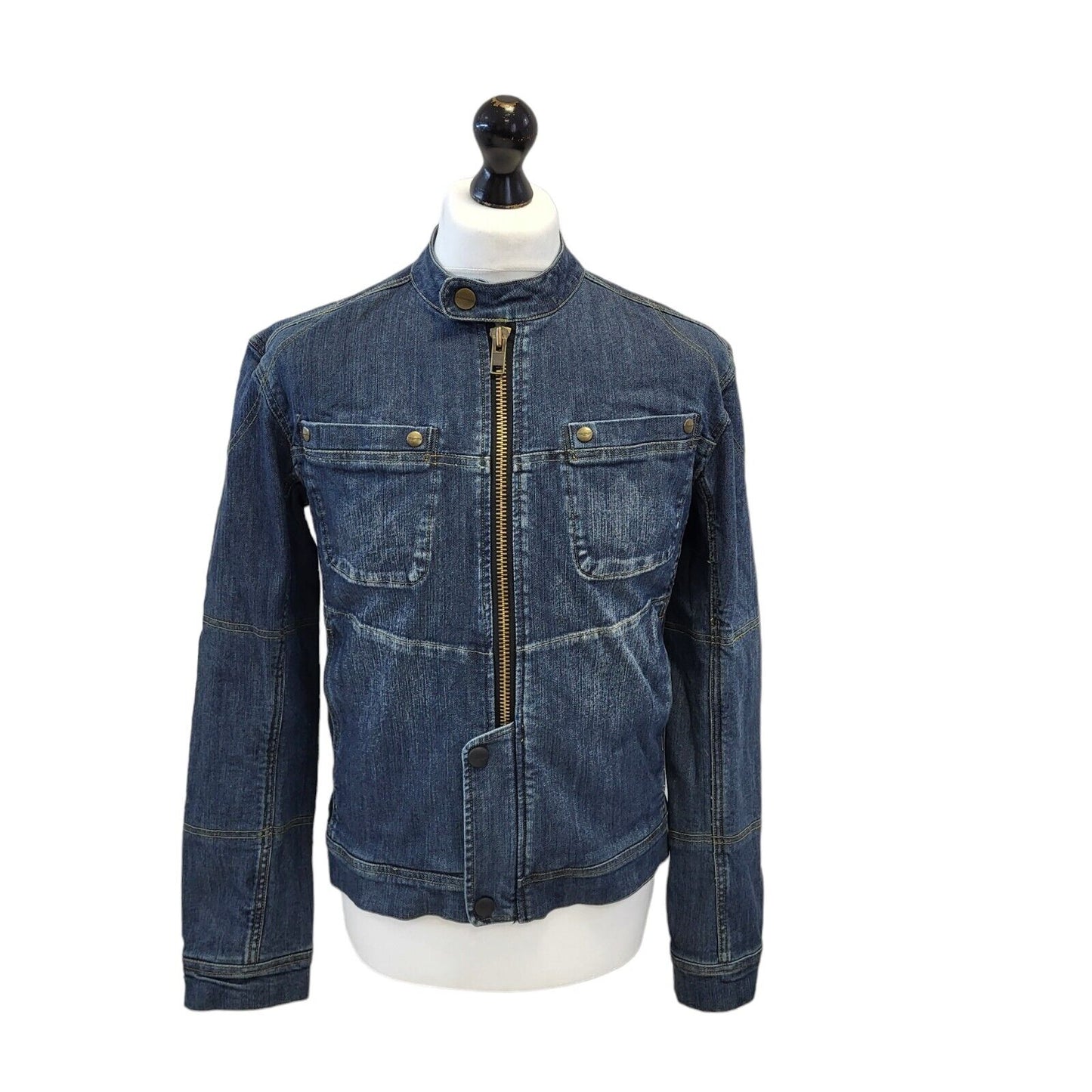Triumph Dark Blue Zipped Denim Jacket Uk Women's 38 G628