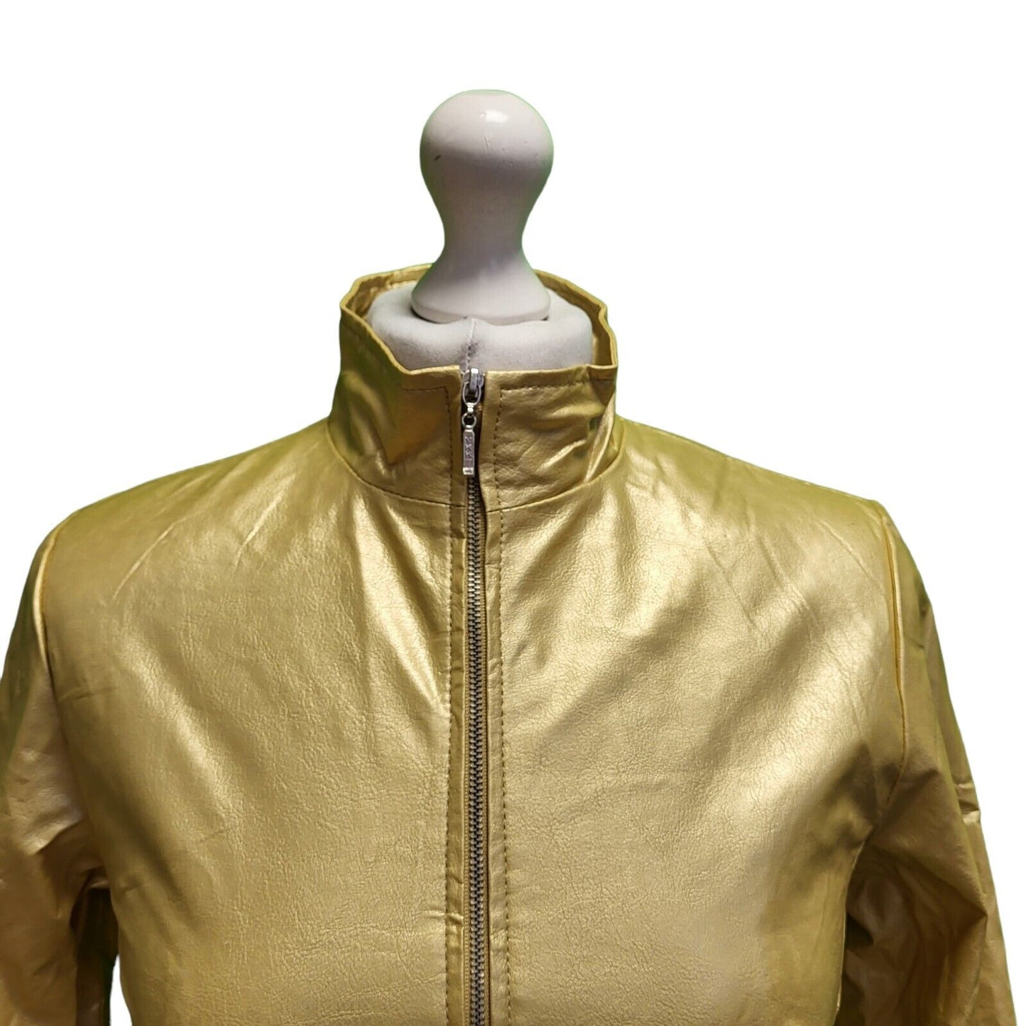 New Look Yellow Zipped Faux Leather Jacket UK Women's Small H710