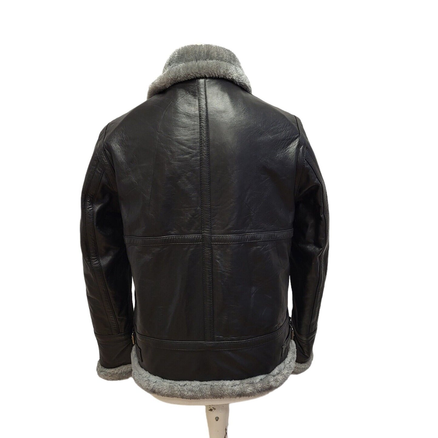 Feather Skin Black Zipped Leather Jacket Uk Men's Small BB323