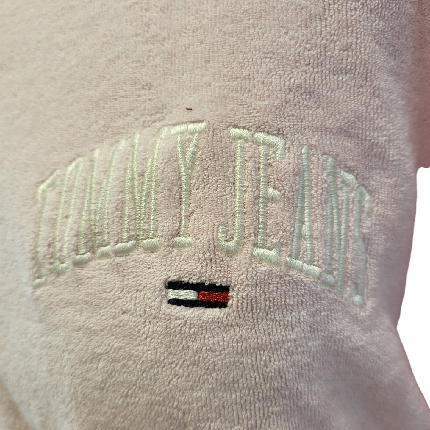 Tommy Hilfiger Light Pink Cropped Zipped Hoodie Uk Women's XL Eu 42 G242
