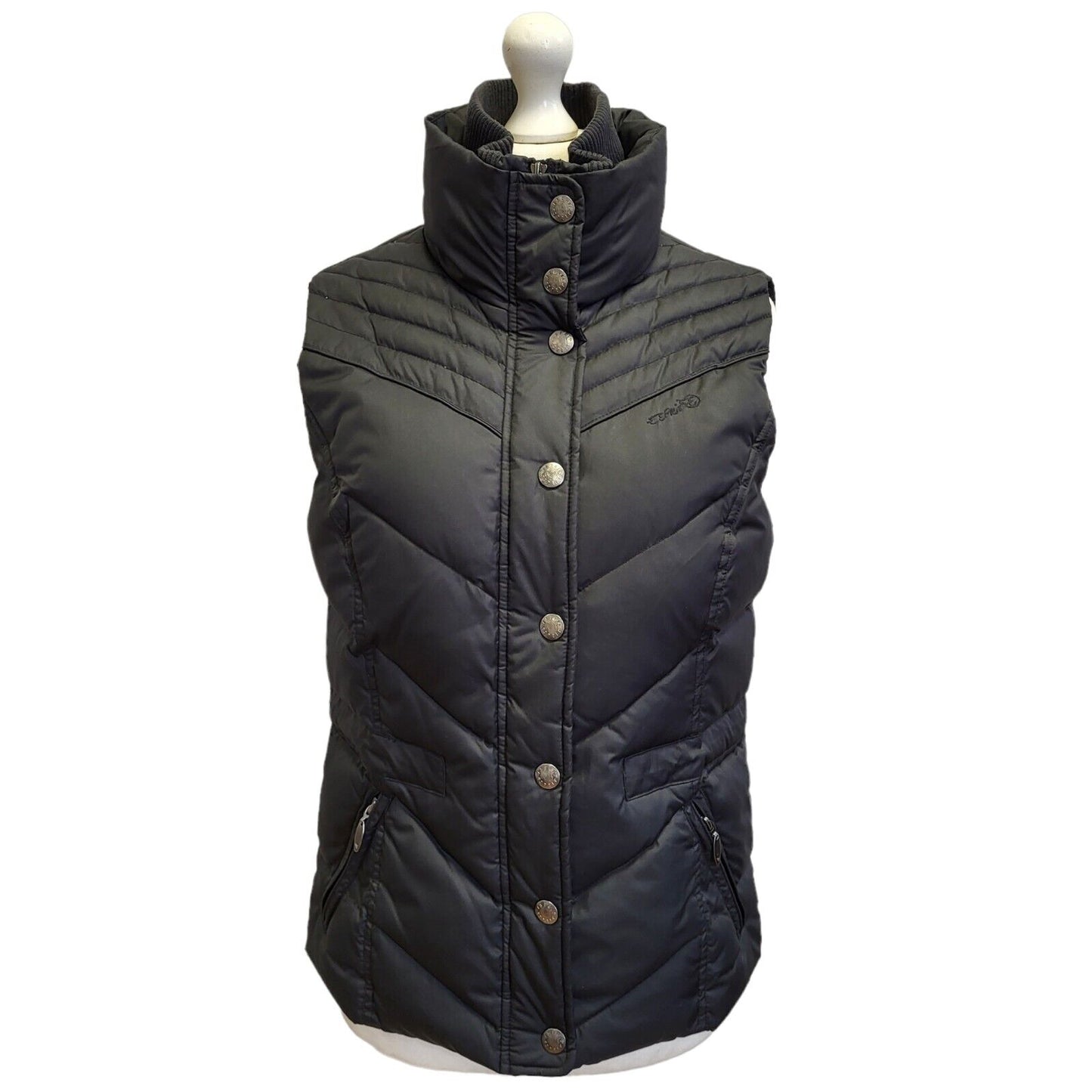 Esprit Black Zip & Snap Fasten Gilet Uk Women's 12 Eu 40 G15