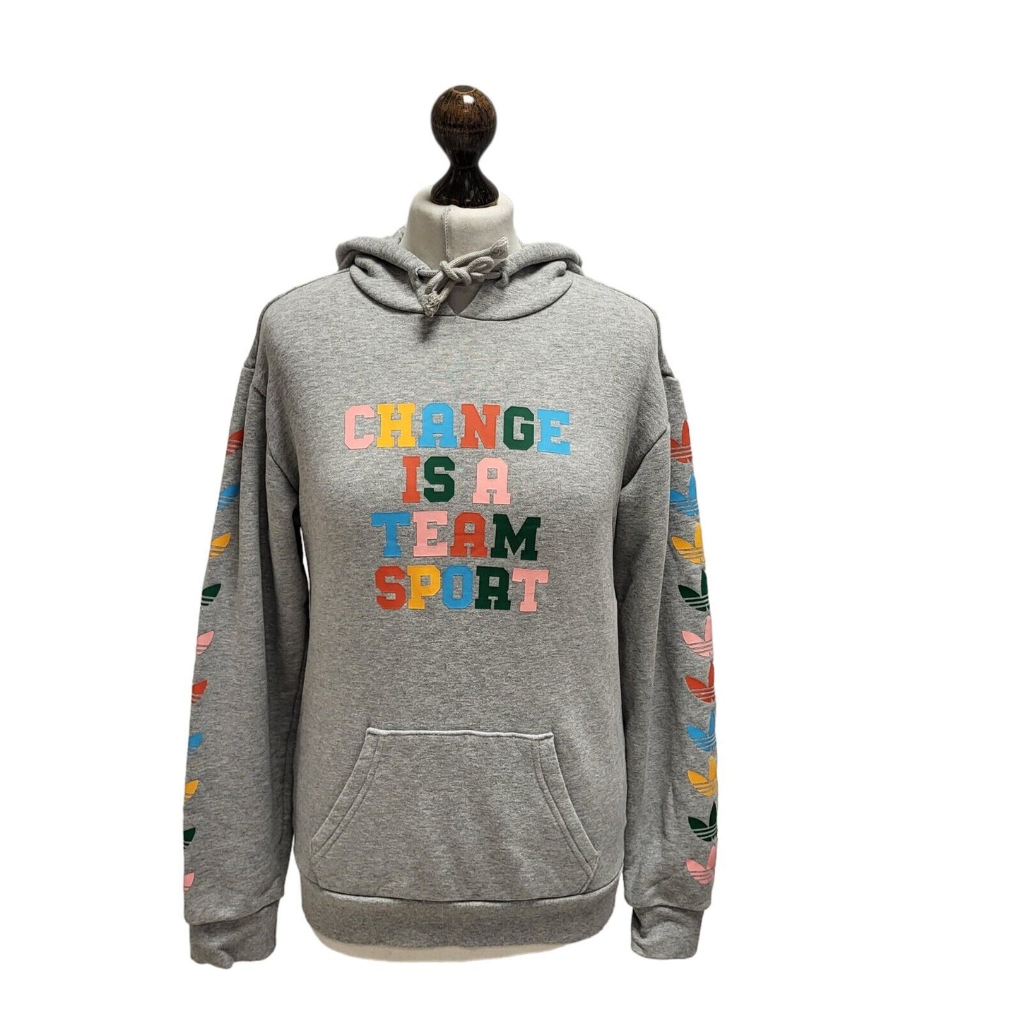 Adidas Sweatshirt Hoodie Drawstring Grey Uk Women's Size 2XS G415