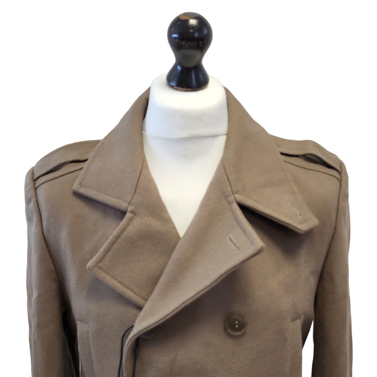 Marks & Spencer Brown Double Breasted Wool Coat Uk Men's Small Bnwt G692